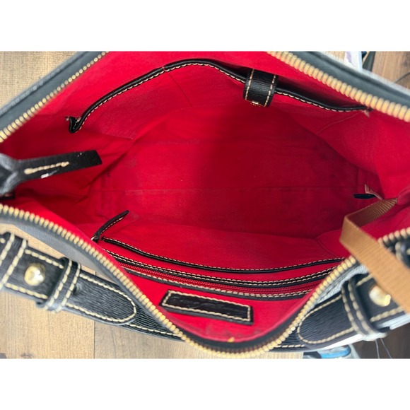 Dooney & Bourke Black Saffiano Leather Hobo Shoulder Bag Gold Hardware Logo - Picture 16 of 16